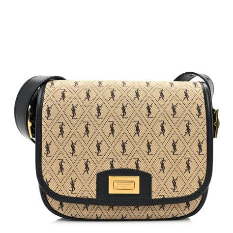 SAINT LAURENT Canvas Monogram All Over Small Satchel Bag 